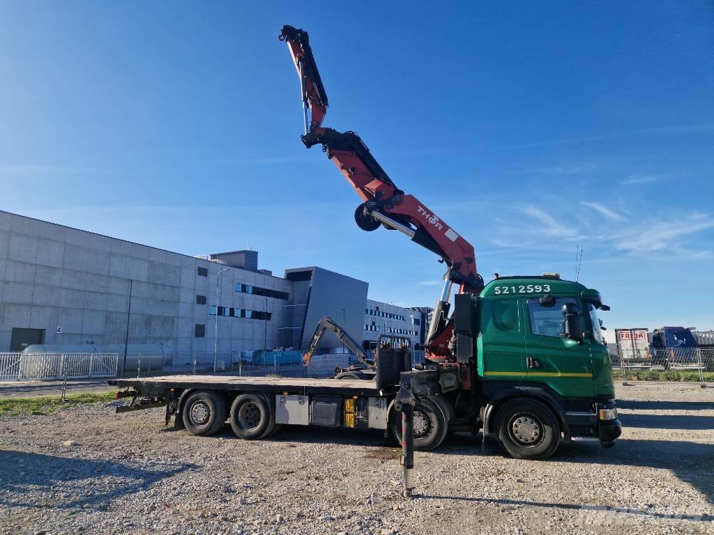 Scania G 410 Camion plateau ridelle avec grue