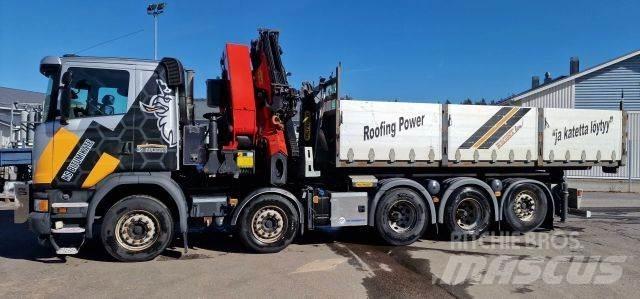 Scania G410 Camion plateau ridelle avec grue