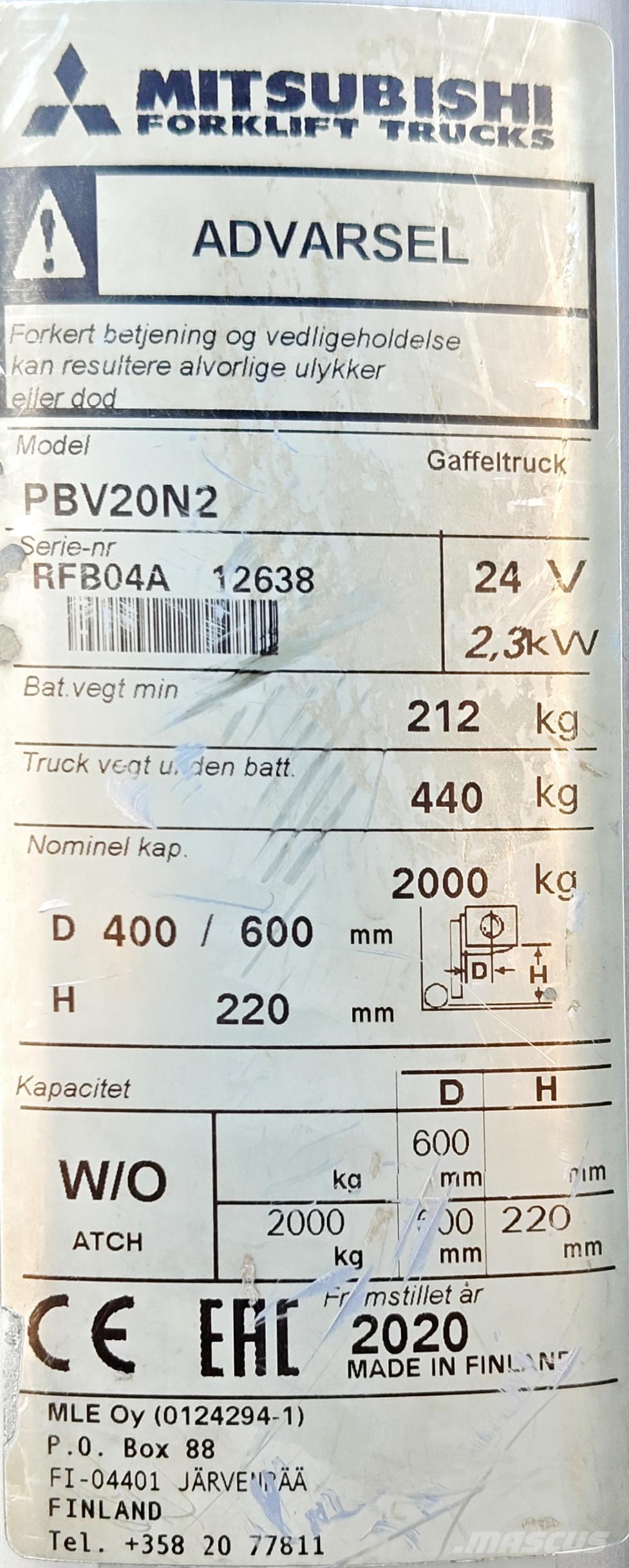 Mitsubishi PBV20N2 Chariot élévateur plateforme
