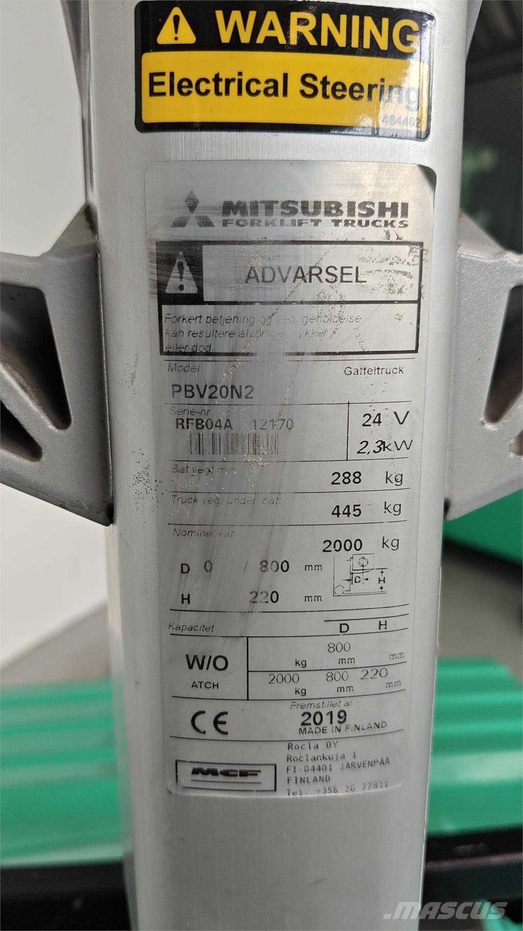 Mitsubishi PBV20N2 Chariot élévateur plateforme