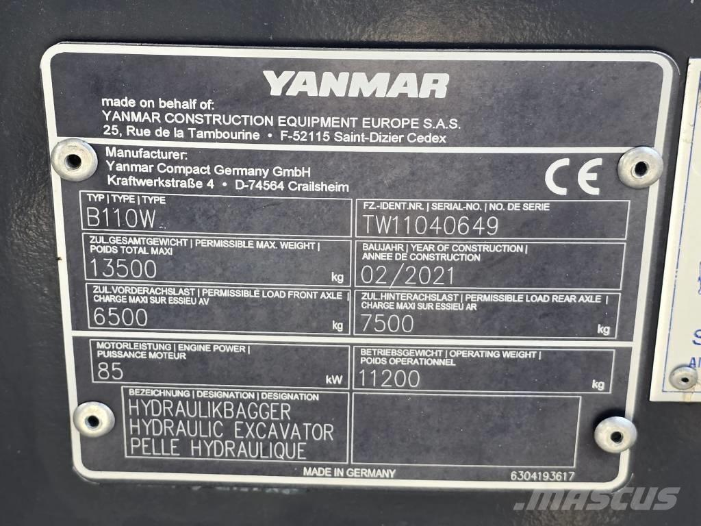 Yanmar B 110 W Pelle sur pneus