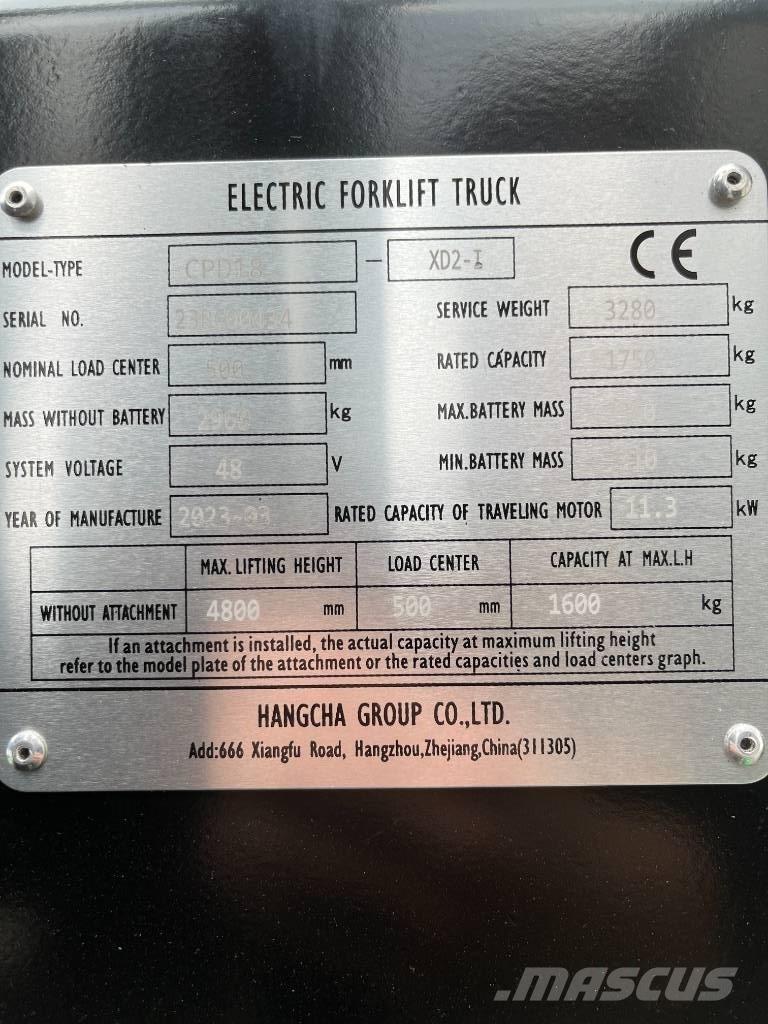 Hangcha CPD18-XD2-I Chariots élévateurs électriques