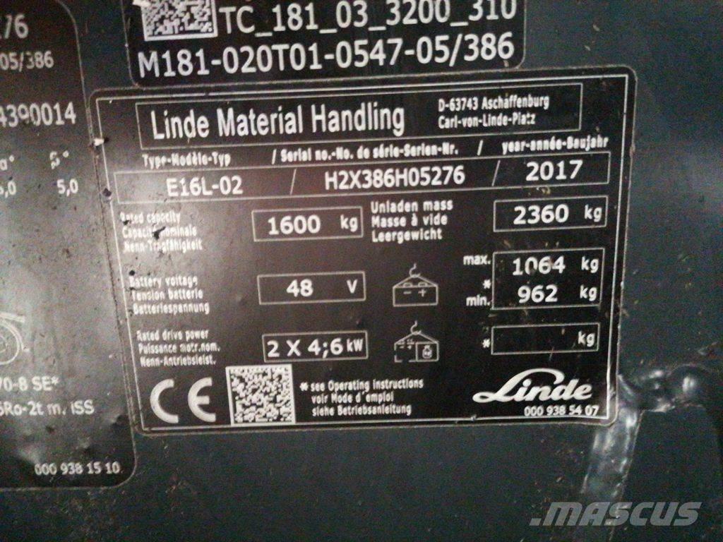 Linde E16L-02 Chariots élévateurs électriques