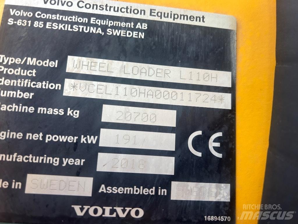 Volvo L110H L/Boom Chargeuse sur pneus