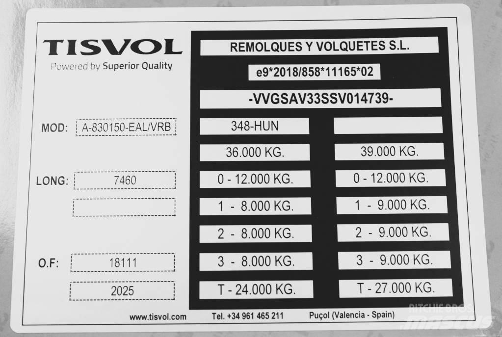  Tisvol 26,8m3 EVR Remorque benne