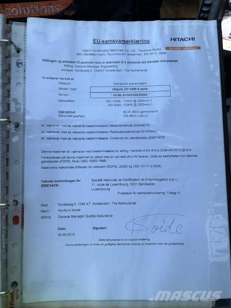 Hitachi ZX 145 W-6 Pelle sur pneus