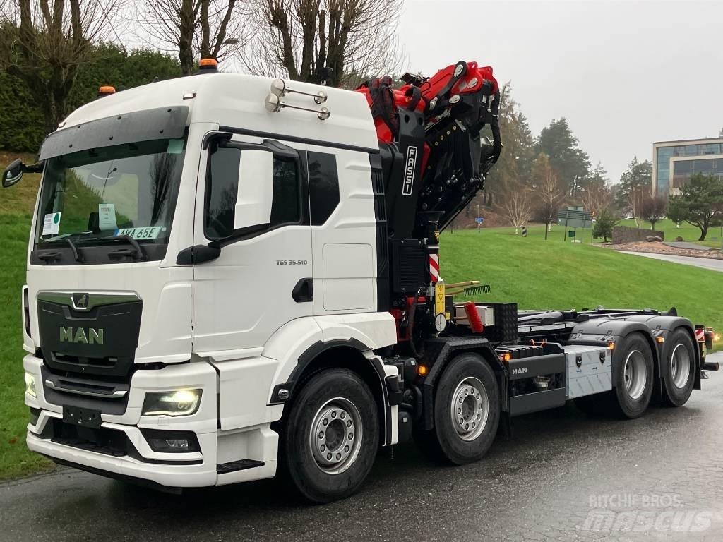 MAN TGS 35.510 Camion plateau ridelle avec grue