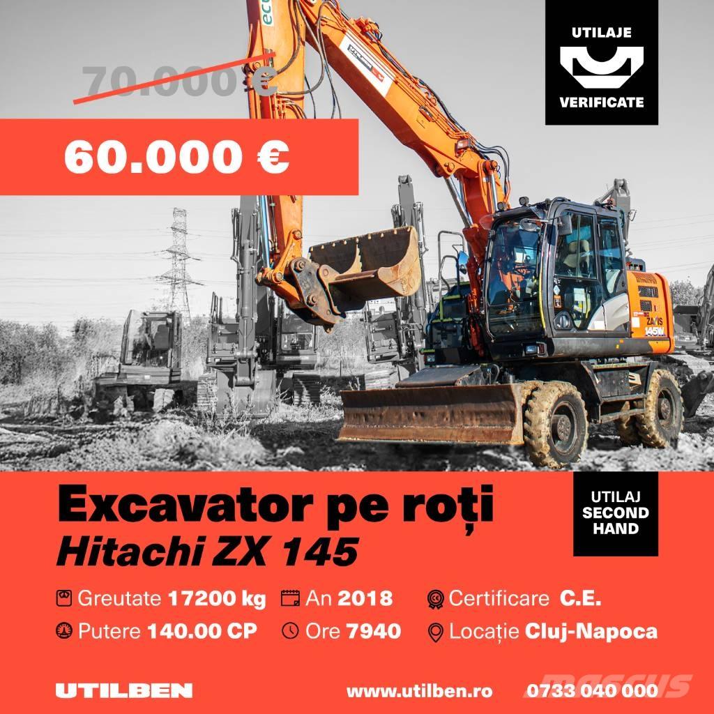  Hitach ZX 145 Pelle sur pneus
