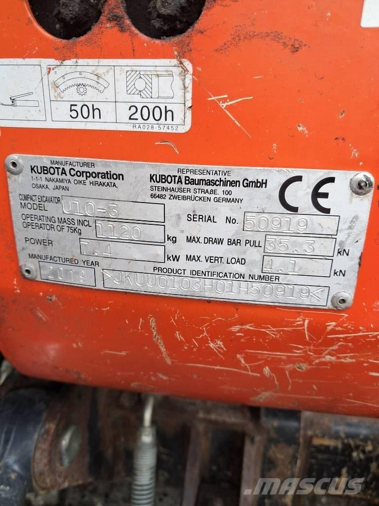 Kubota U 10-3 Mini pelle < 7t