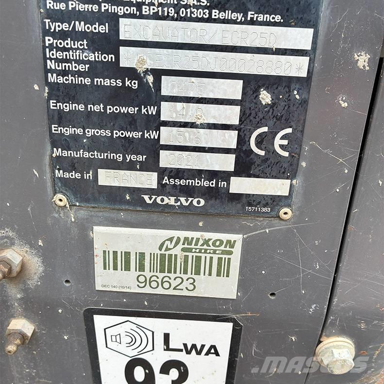Volvo ECR25D Mini pelle < 7t
