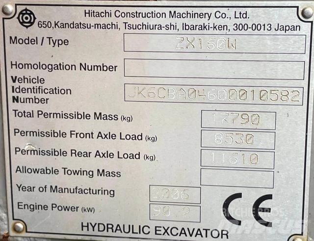Hitachi ZX 160W Pelle sur pneus