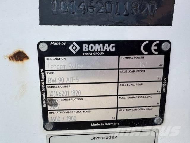 Bomag BW90 AD-5, Vält Rouleaux tandem