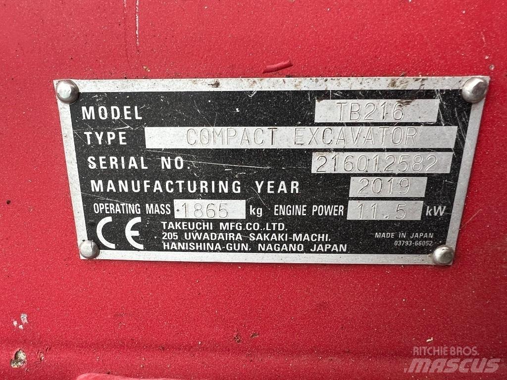 Takeuchi TB 216 Mini pelle < 7t