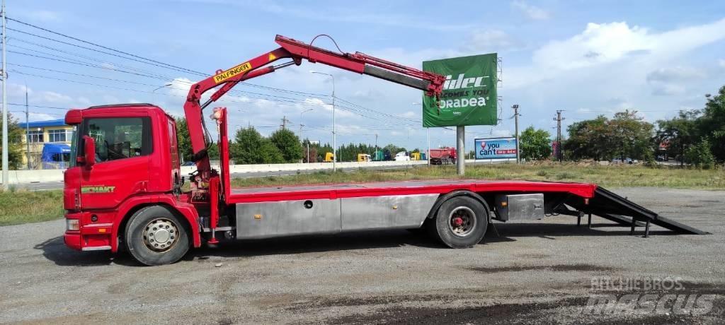 Scania 94 D 220 Camion plateau ridelle avec grue