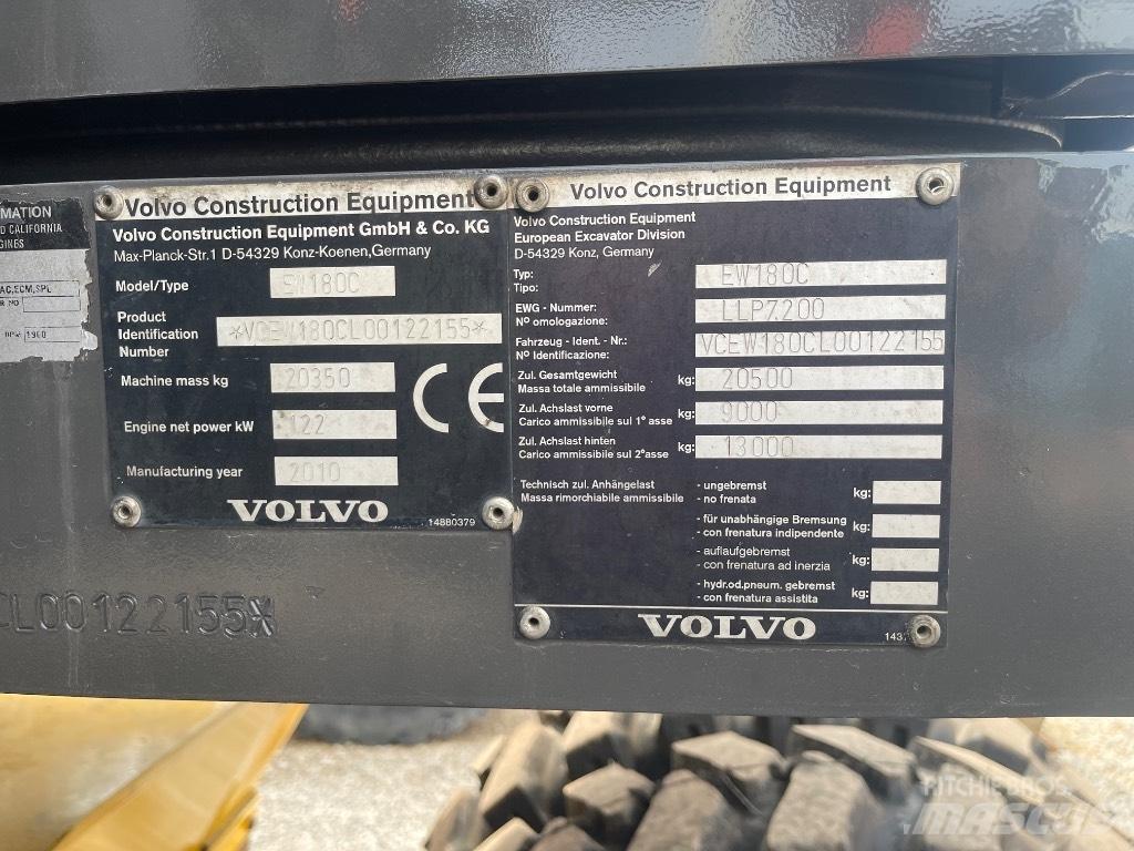 Volvo EW 180 C Pelle sur pneus