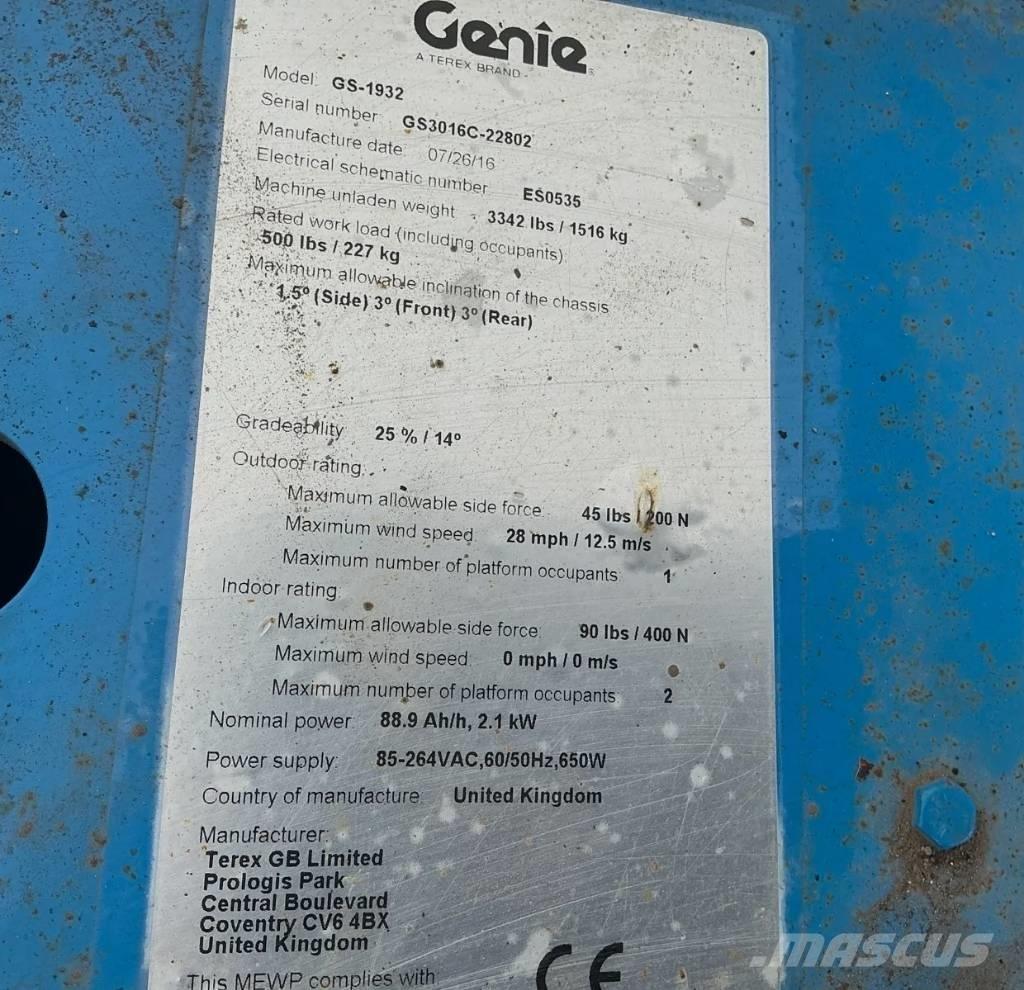 Genie GS 1932 Nacelle ciseaux