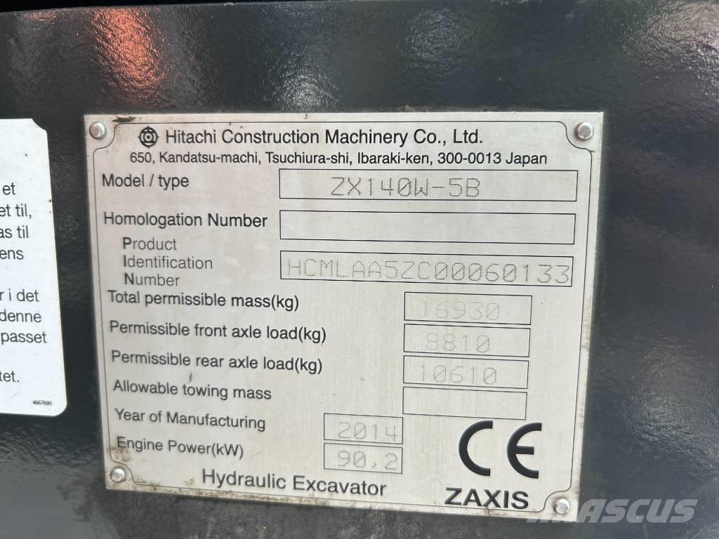 Hitachi ZX140W-5B Pelle sur pneus