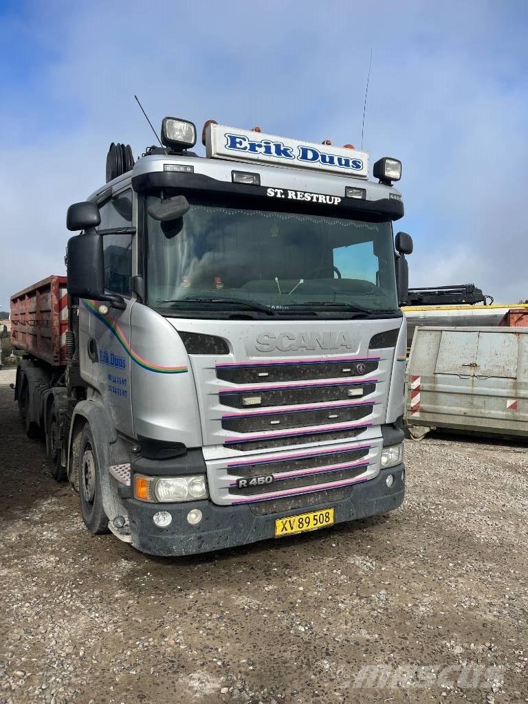 Scania R 450 Camion plateau ridelle avec grue