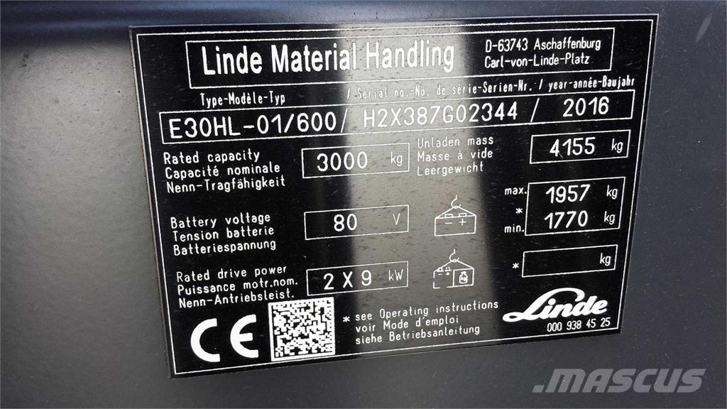 Linde E30/600HL Chariots élévateurs électriques
