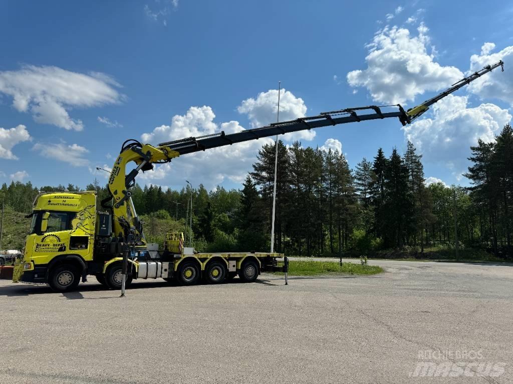 Scania R 650 10x4 Camion plateau ridelle avec grue
