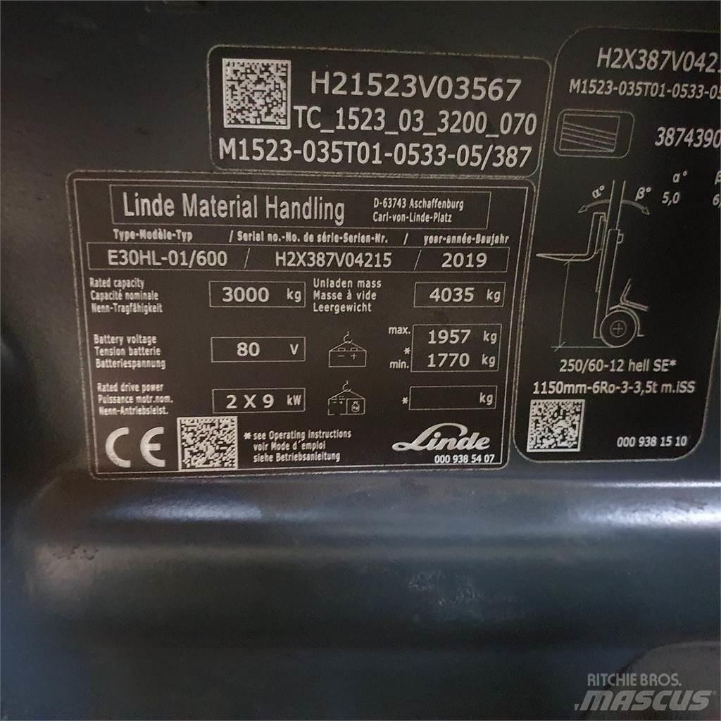Linde E30/600HL Chariots élévateurs électriques