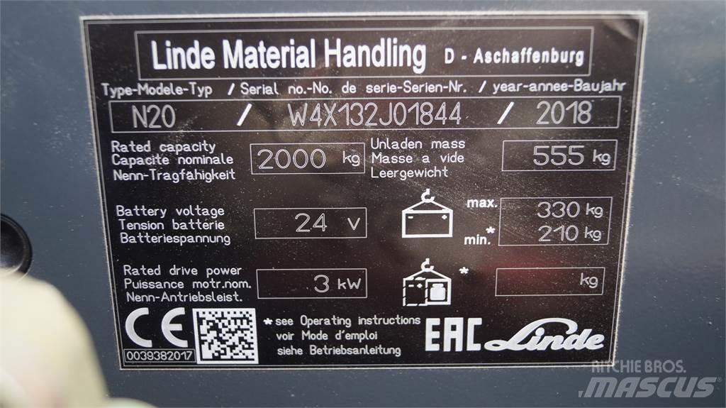 Linde N20 kurz Préparateur de commande au sol