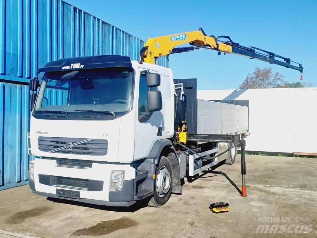 Volvo FE 280 Camion plateau ridelle avec grue