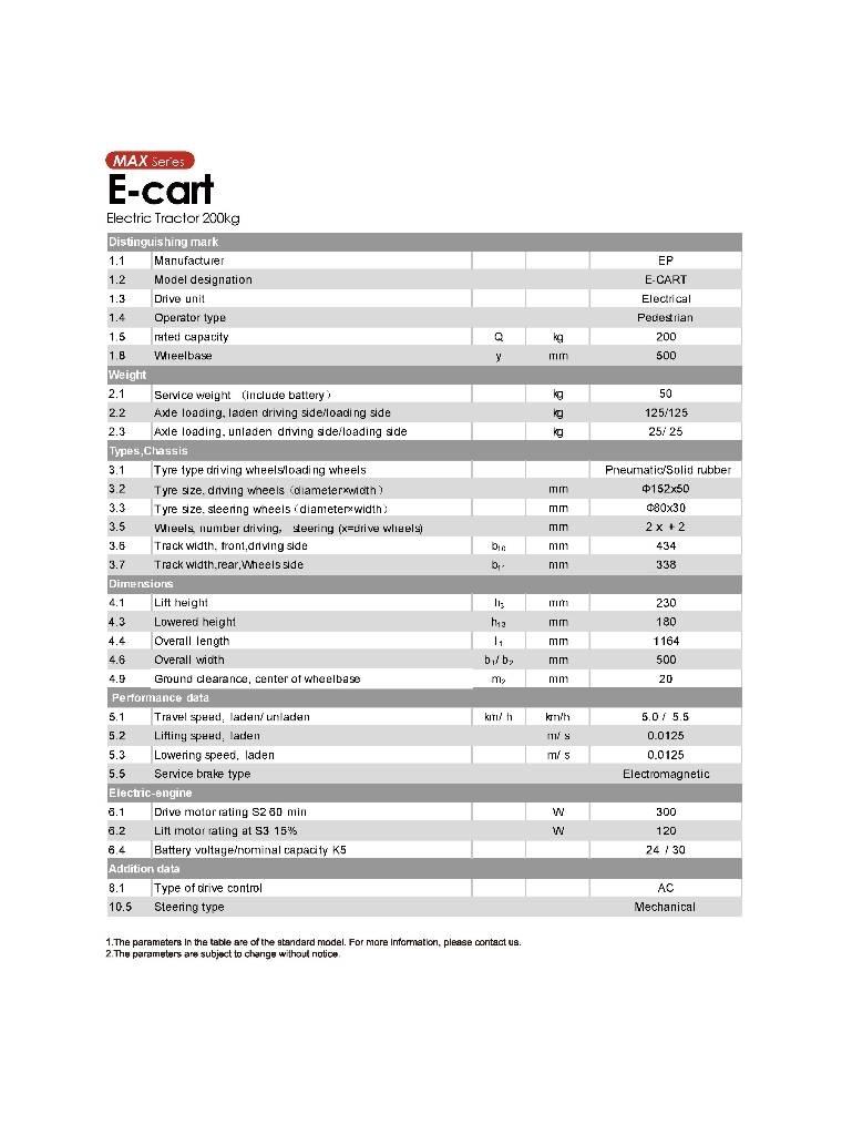EP E-Cart Chariot remorqueur