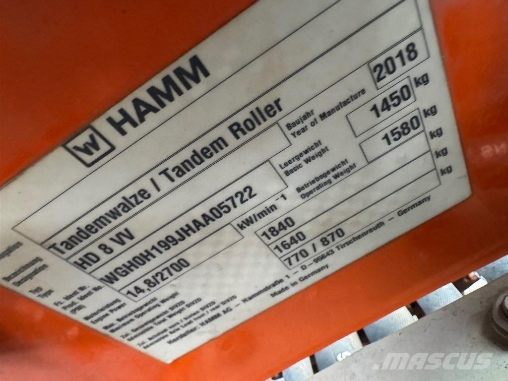 Hamm HD 8 VV Rouleaux tandem