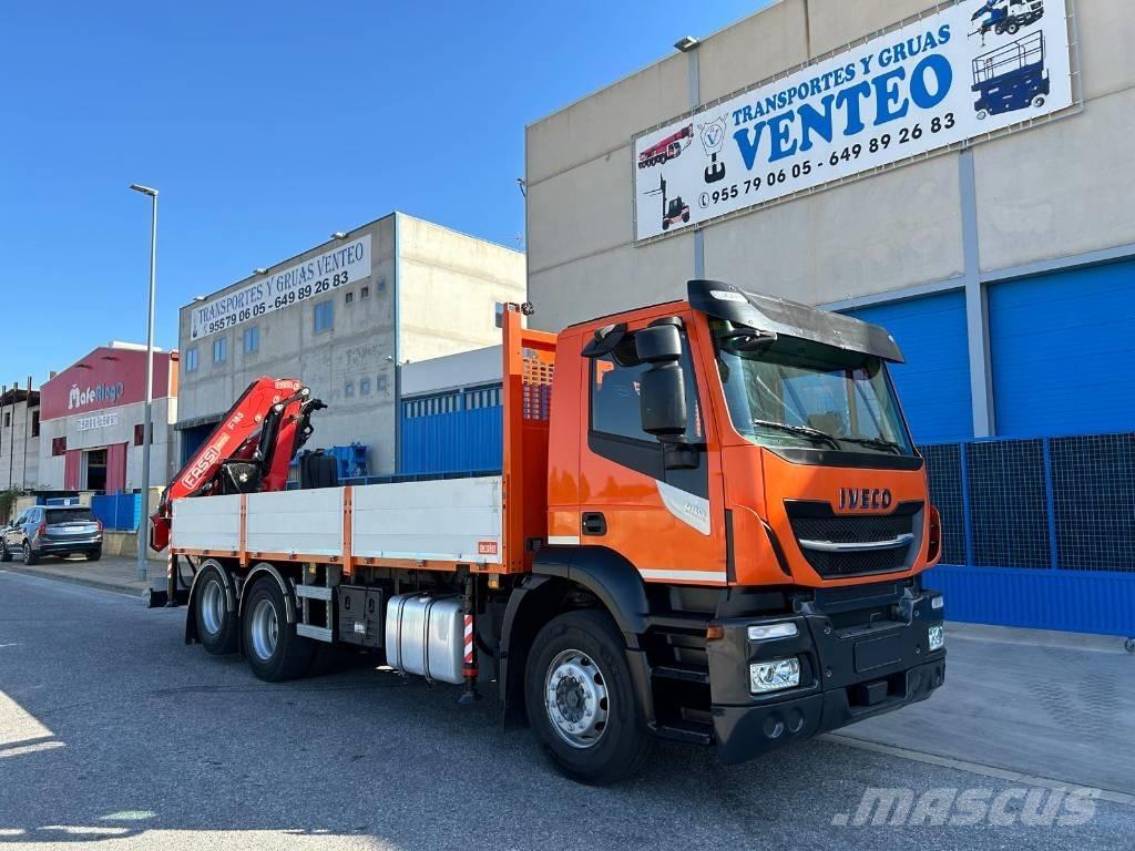 Iveco Stralis 420 Camion plateau ridelle avec grue