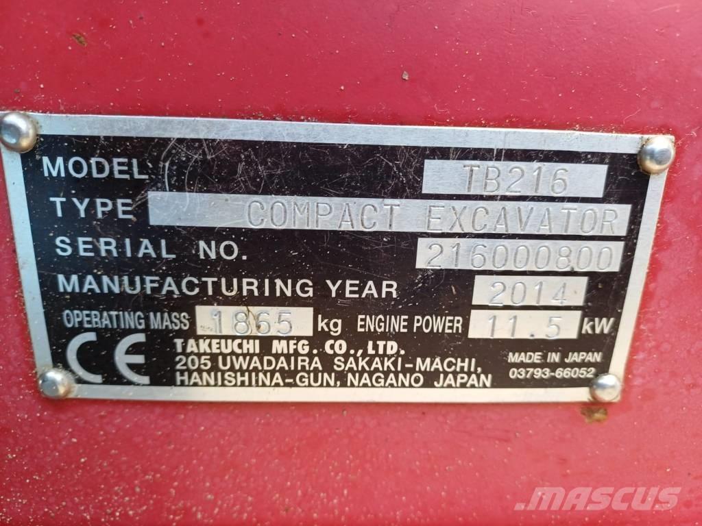Takeuchi TB 216 Mini pelle < 7t