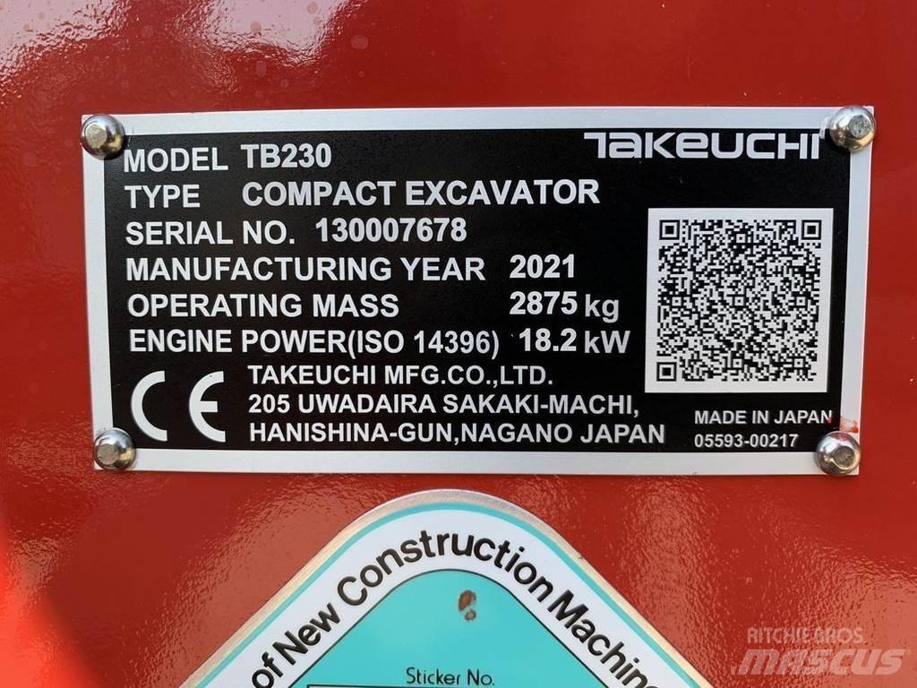 Takeuchi TB230 V3 Mini pelle < 7t