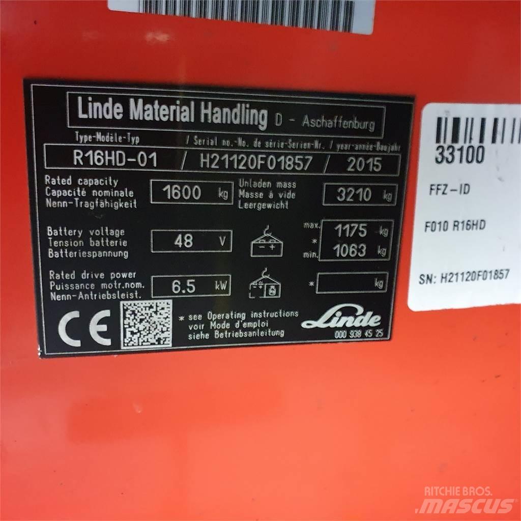 Linde R16HD Chariot à mât rétractable
