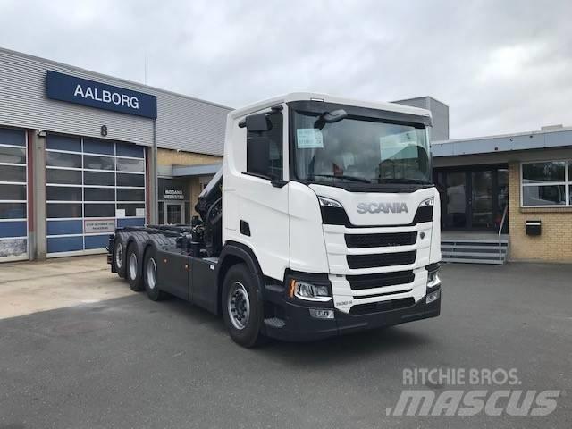 Scania R 500 Camion plateau ridelle avec grue