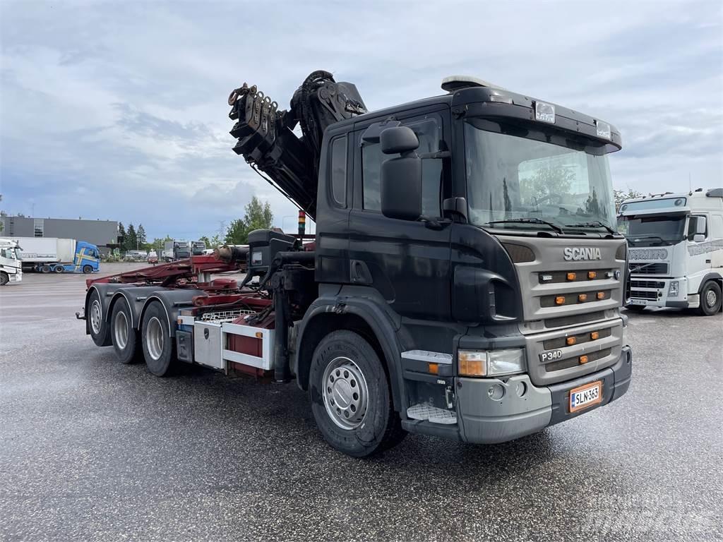 Scania P340 8x4 Camion plateau ridelle avec grue