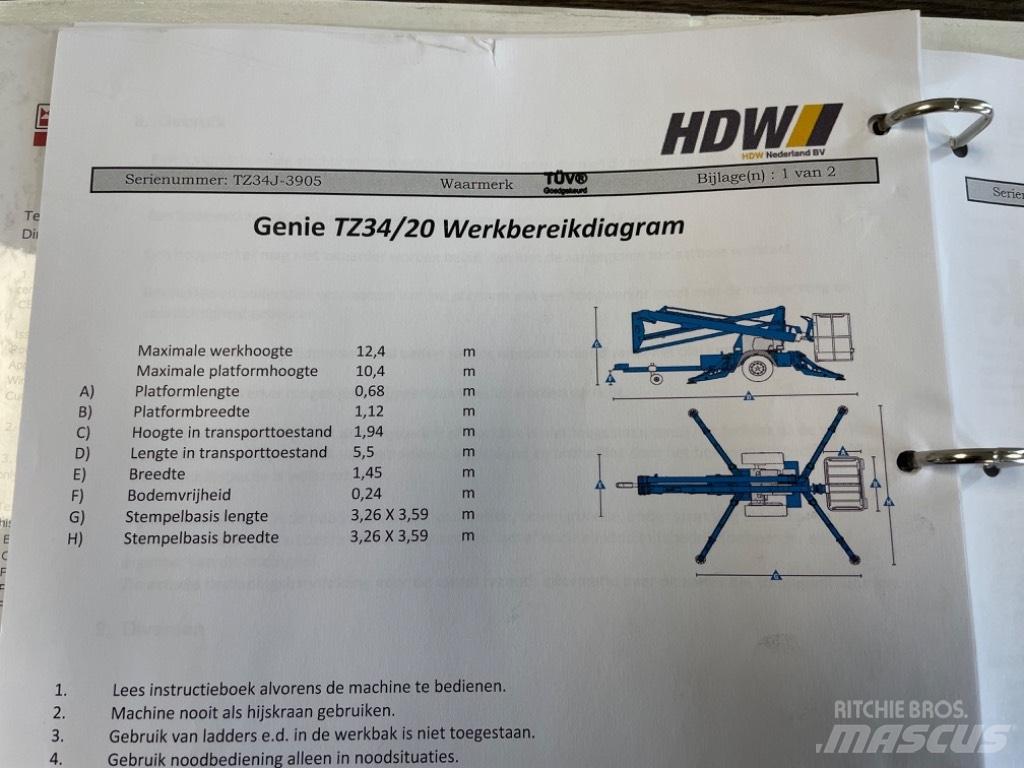 Genie TZ 34/20 Remorque nacelle