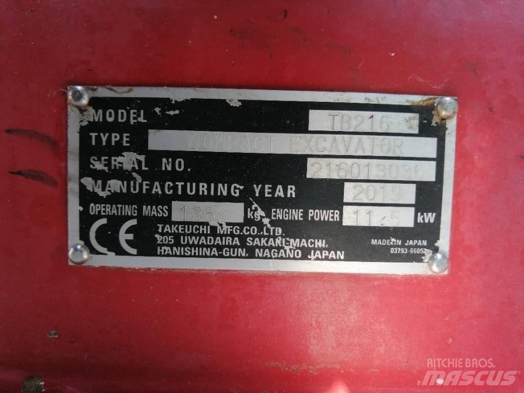 Takeuchi TB 216 Mini pelle < 7t