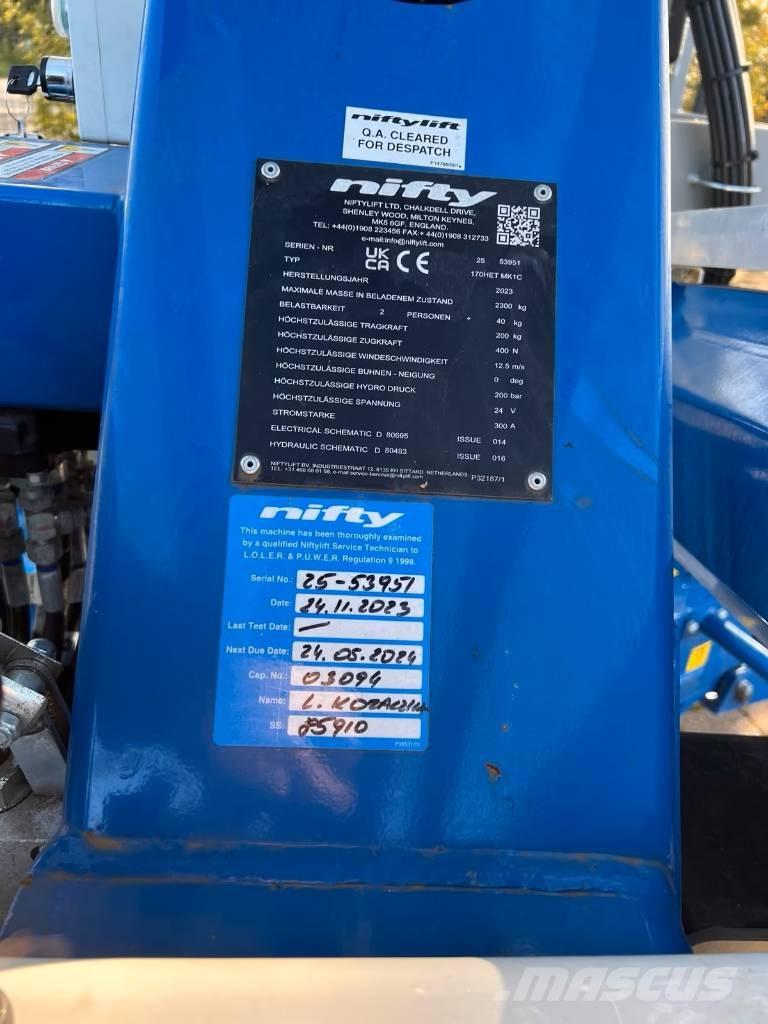 Niftylift 170 HET Remorque nacelle