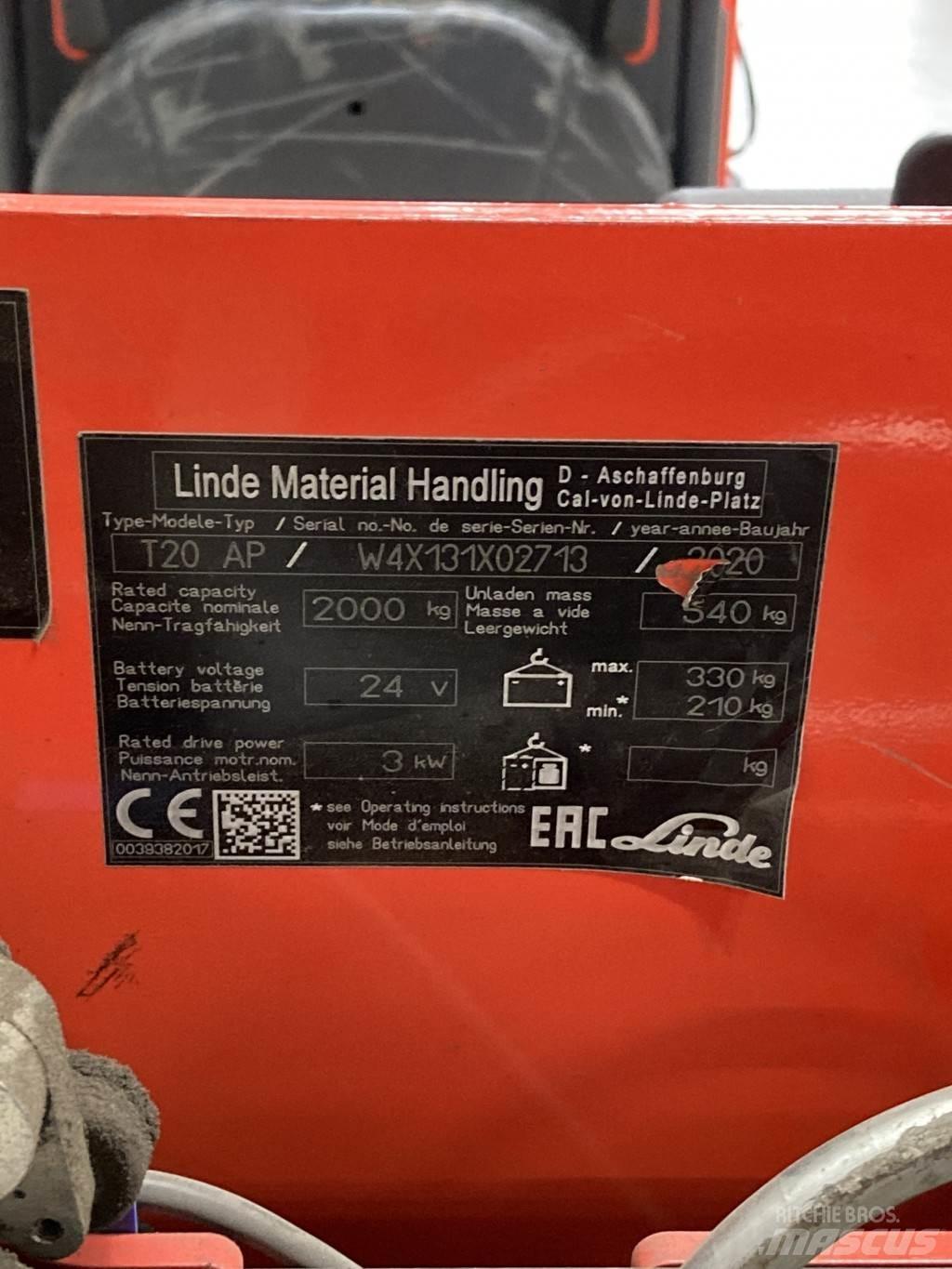 Linde T20AP kurz Transpalette accompagnant