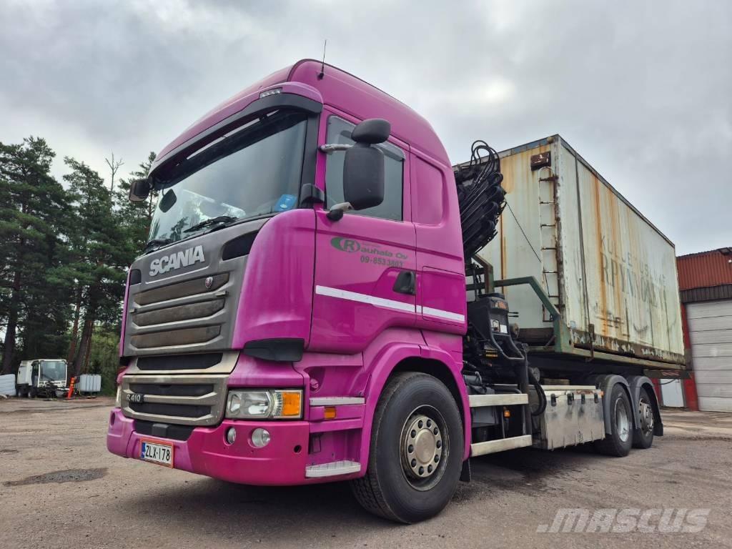 Scania R 410 Camion plateau ridelle avec grue