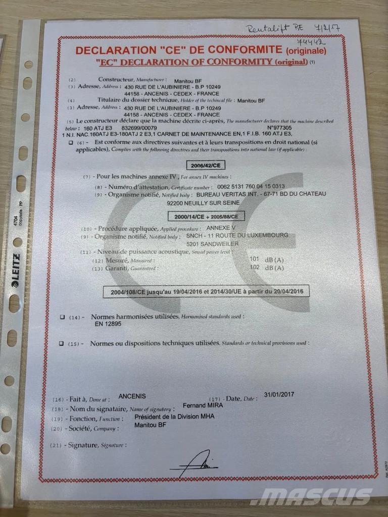 Manitou 160 ATJ Nacelles télescopiques