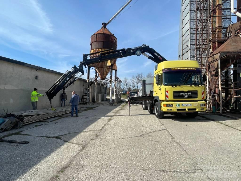 MAN F 2000 Camion plateau ridelle avec grue