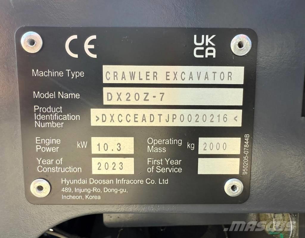 Doosan DX 20 Z-7 Mini pelle < 7t
