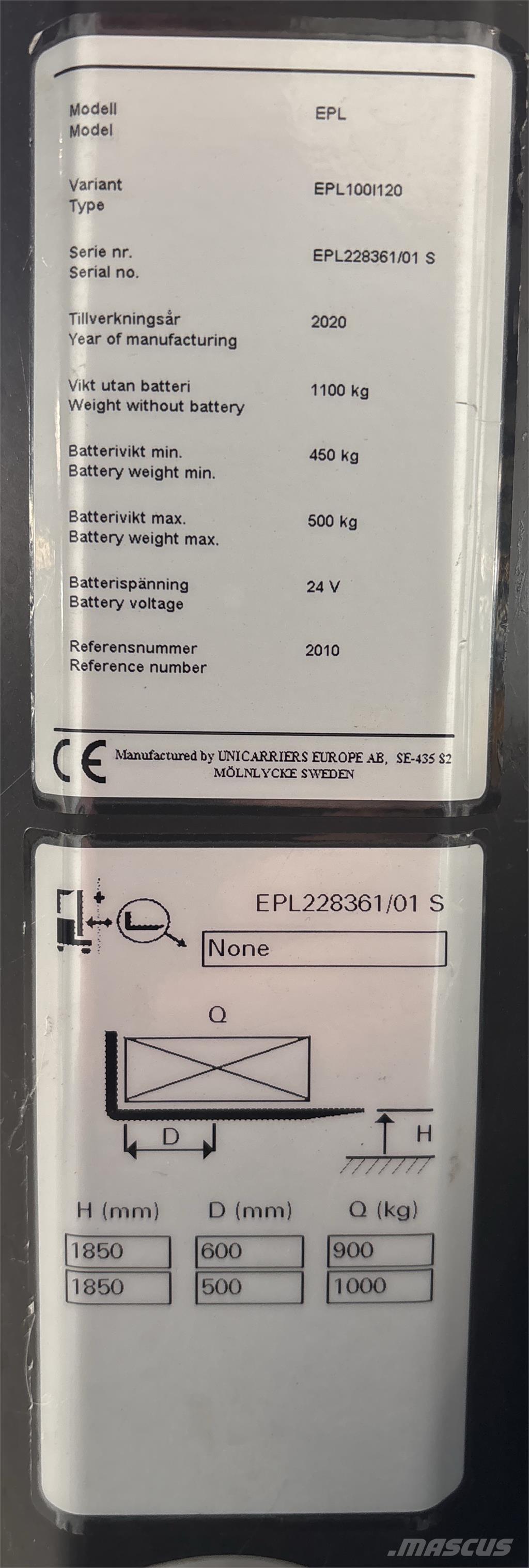 UniCarriers EPL100 Préparateur de commande au sol