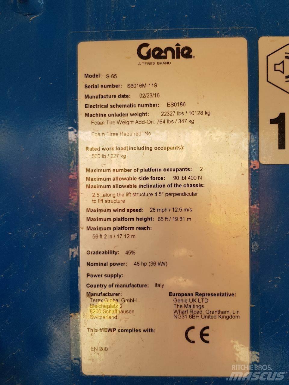Genie S65 Nacelles télescopiques