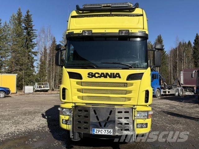 Scania R164G 8*4 Camion plateau ridelle avec grue
