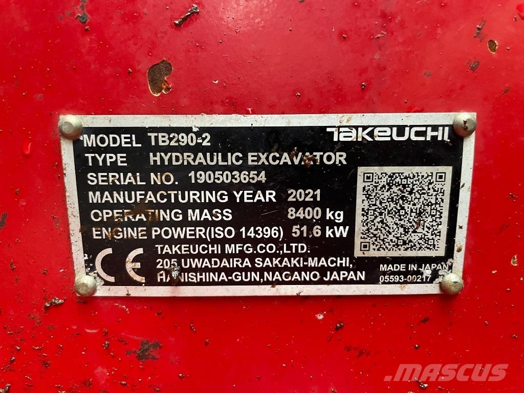 Takeuchi TB 290 Mini pelle 7t-12t