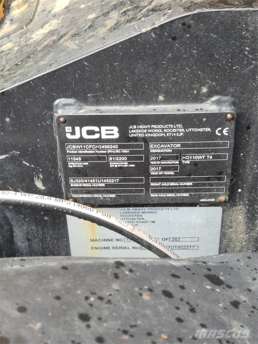 JCB 110W Hydradig Pelle sur pneus