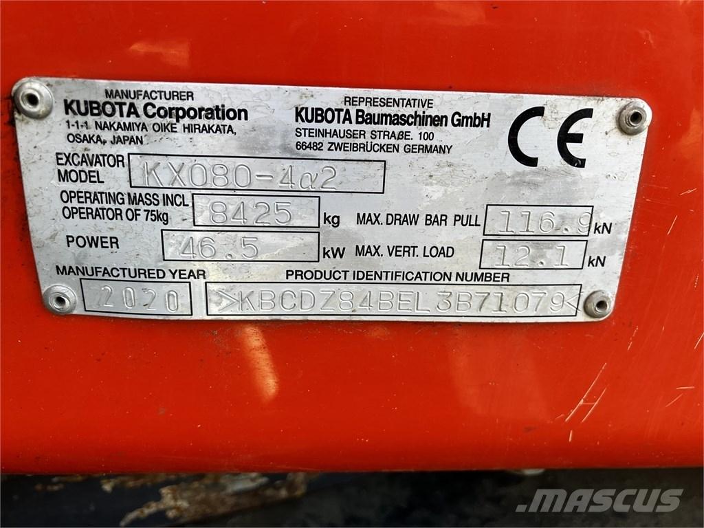 Kubota KX 080-4 A2 Mini pelle 7t-12t