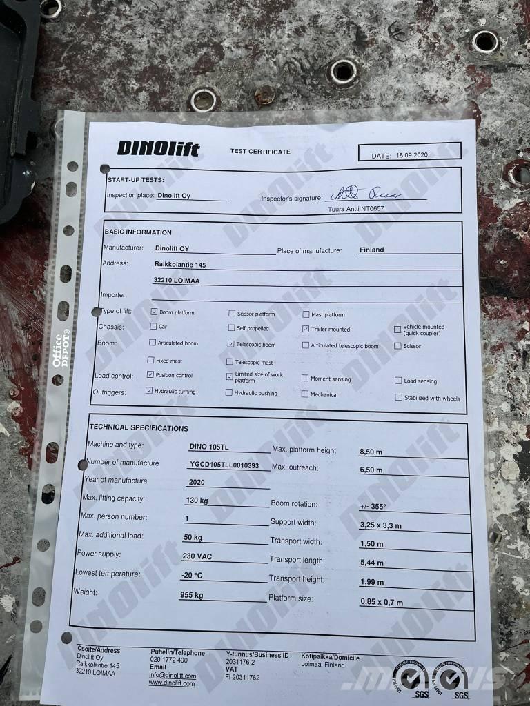 Dino 105TL Remorque nacelle